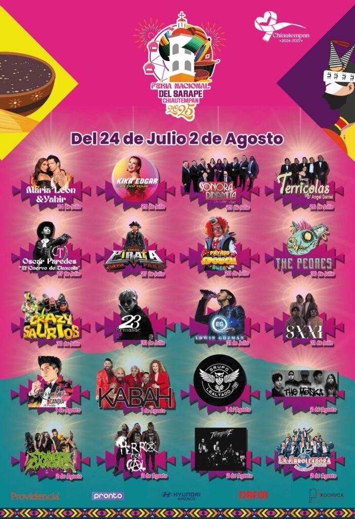 artistas que se presentaran en la feria del sarape chiautempan 2025-