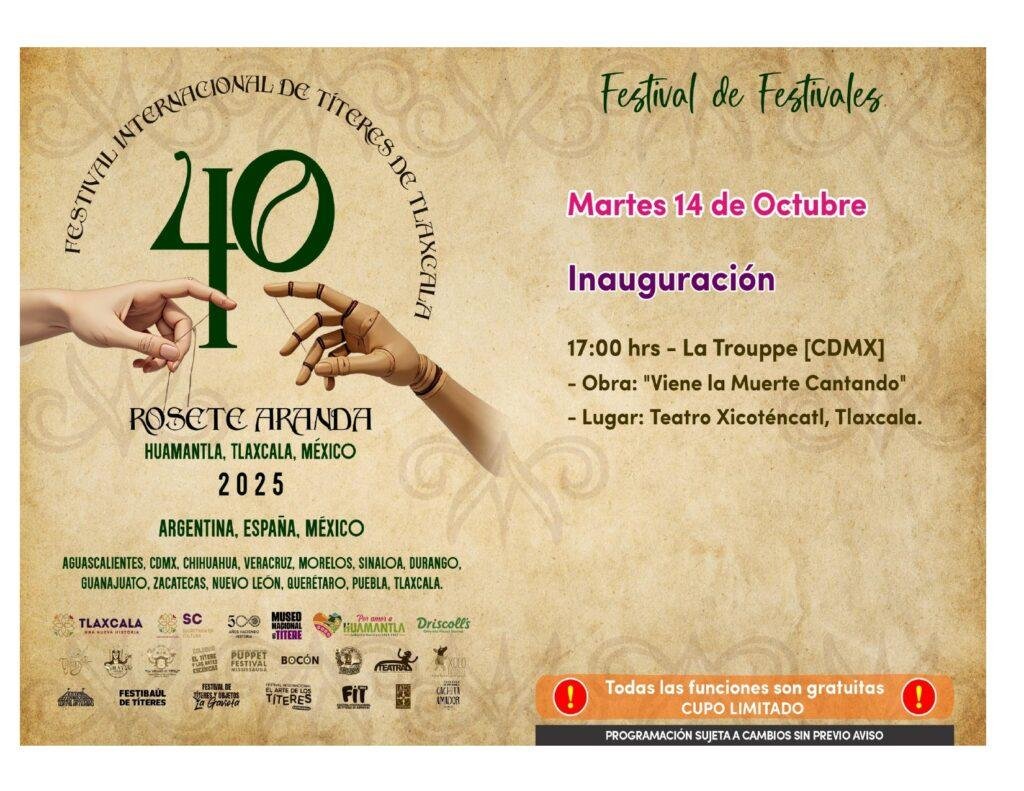 Cartelera del Festival Internacional de Títeres Rosete Aranda 40.a Edición
