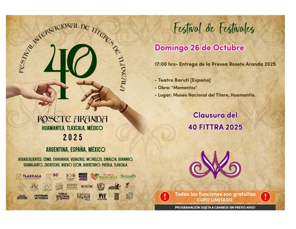 Cartelera del Festival Internacional de Títeres Rosete Aranda 40.a Edición