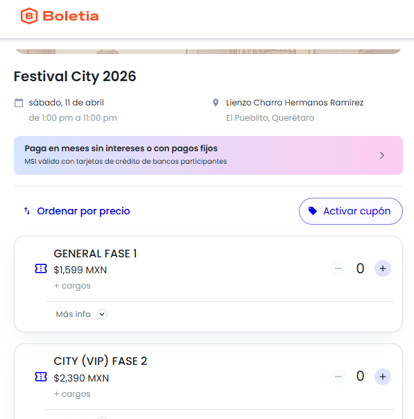 Festival City Querétaro 2026 boletos