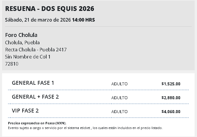 Resuena Dos Equis en Puebla